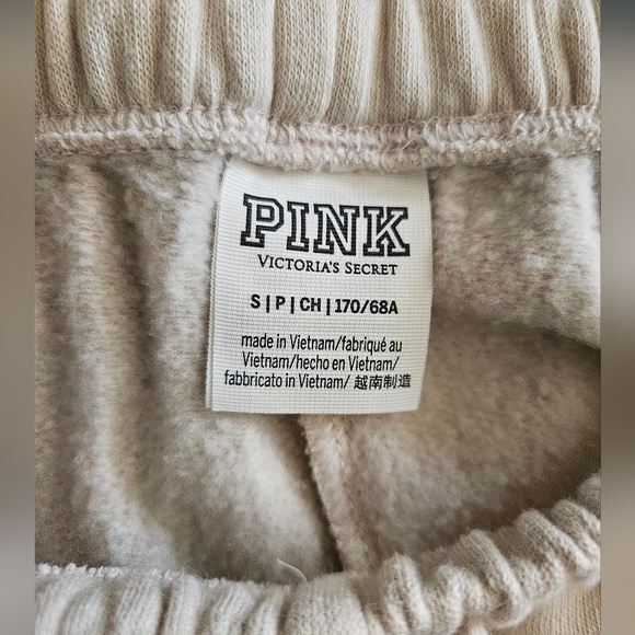 PINK Victoria's Secret Bling Beige " Love Pink" Classic Joggers Size S - Picture 5 of 6